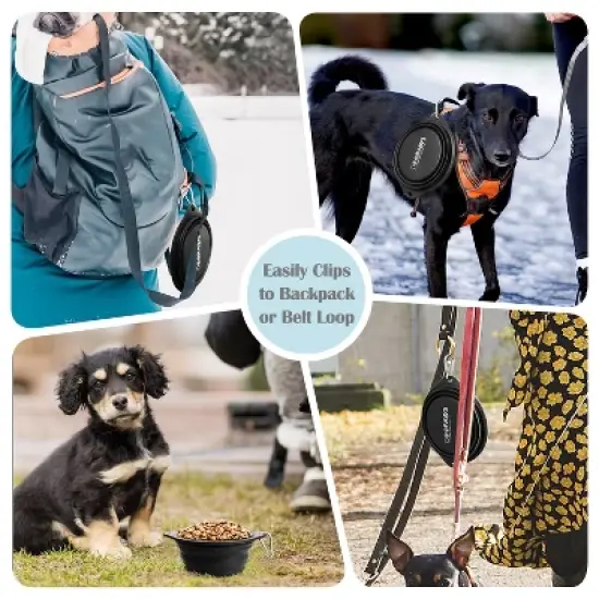 GOOPAWS 2 Pack Silicone Non-Skid Travel Dog and Cat Bowl, Black&Brown image {5}