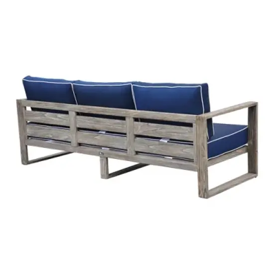 Courtyard Casual Driftwood Gray Teak Modern North Shore Outdoor Three Seater Sofa with Cushions image {9}