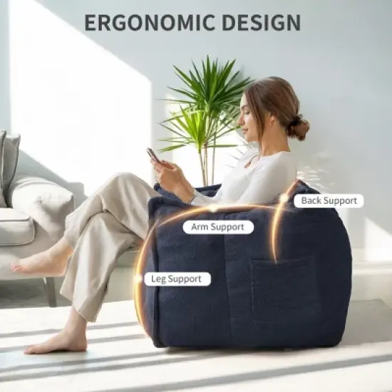 Pamapic Oversized Teddy Fabric Bean Bag Chair, Foam Filled Double Seater for Living Room image {4}