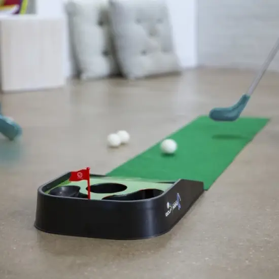 HearthSong Light-Up Indoor Kids' Golf Putting Game with Two Light-Up Putters and Three Golf Balls image {6}