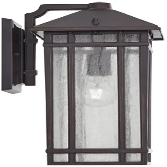 Kathy Ireland Art Deco Outdoor Wall Light Fixture Rubbed Bronze 16 1/2" High Seedy Glass Panels for Exterior House Porch Patio image {5}