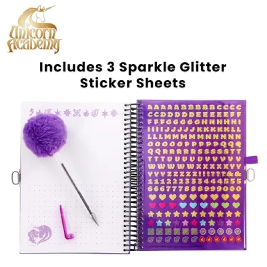 Inkology, LLC Unicorn Academy Spiral Notebook With Lock, Gel Pen and Stickers | 6 x 8 Inches image {3}
