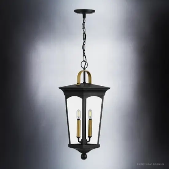 Urban Ambiance Luxury Cosmopolitan Outdoor Pendant Light,  23.875"H x 9"W,  Midnight Black Finish, UHP1261 image {2}