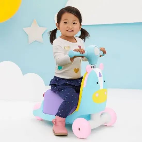 Skip Hop Kids' 3-in-1 Ride On Scooter and Wagon Toy - Unicorn image {1}