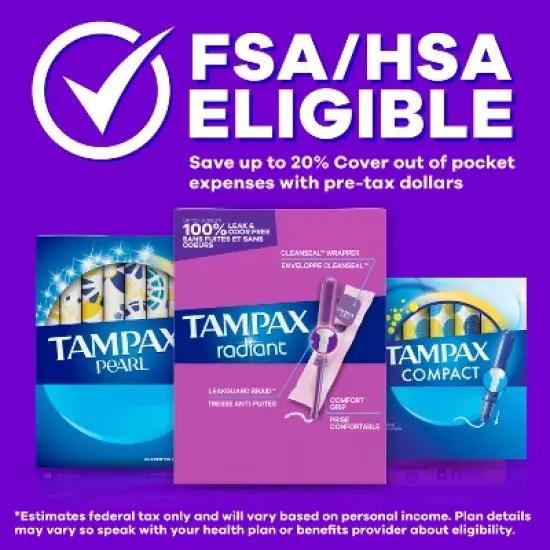 Tampax Radiant Duo-Pack Light/Regular Absorbency Unscented Tampons - 26ct image {11}