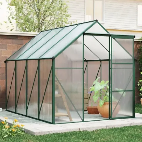 Outdoor Patio 6x8 FT Greenhouse,  Greenhouse with Sliding Door, Greenhouse with Large Storage for Multiple Scenarios-Coolbibila image {9}