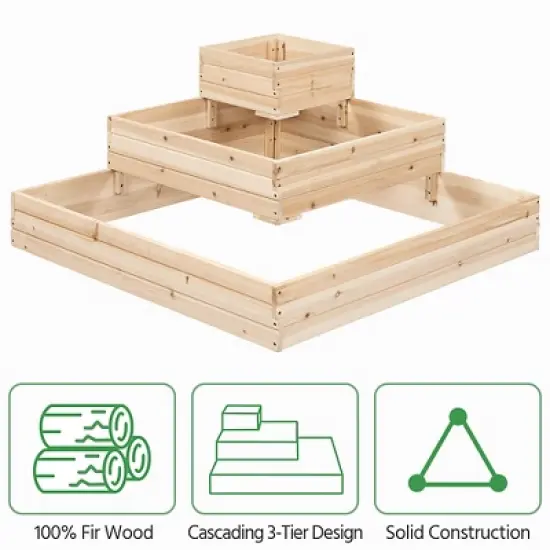 Yaheetech  3-Tier Fir Wood Raised Garden Bed Wood image {4}