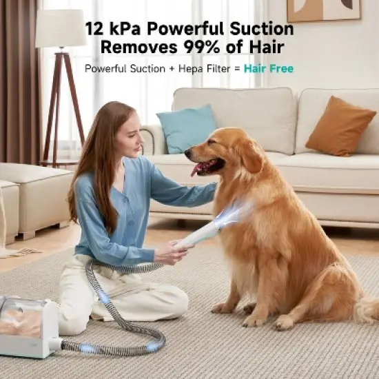 HiCOZY 6-in-1 Pet Grooming Vacuum, 50dB Quiet Dog Cat Vacuum 2L Dust Cup image {1}