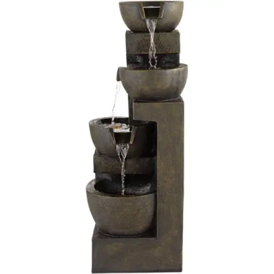 John Timberland Outdoor Floor Water Fountain with Light LED 41 1/2" High Cascading Bowls for Yard Garden Patio Deck Home image {6}