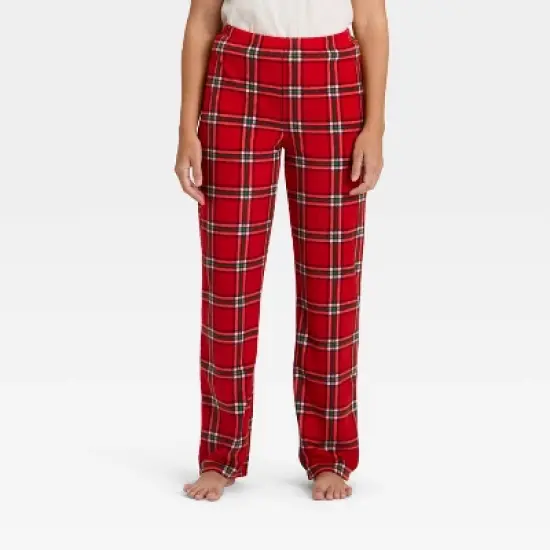 Women's Plaid Microfleece Holiday Matching Family Pajama Pants - Wondershop&trade; Red image {4}