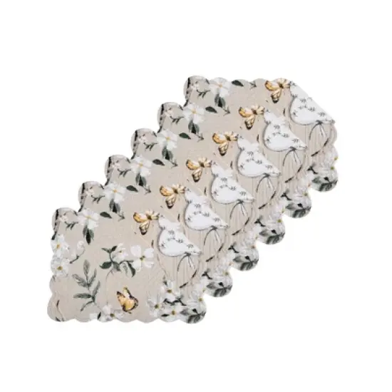 C&F Home Dogwood Meadows Scalloped Placemats Set of 6 Floral Flowers, 13" x 19" image {6}