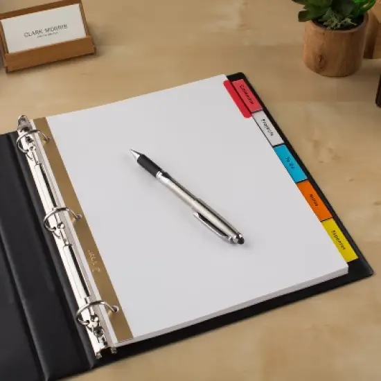 Avery Insertable Dividers for 3 Ring Binders, 5 Tabs per Set, Multicolor Big Tab, Buff Paper with Gold-Reinforced Holes (11121) image {6}