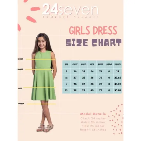 24seven Comfort Apparel Girls Sleeveless Knee Length Fit and Flare Dress image {3}