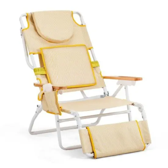Karl Home Yellow Aluminum Folding Beach Chair(Set of 1) image {7}