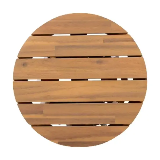 Christopher Knight Home Pascal 3 Piece Patio Acacia Wood Club Chairs with Round Coffee Table image {8}