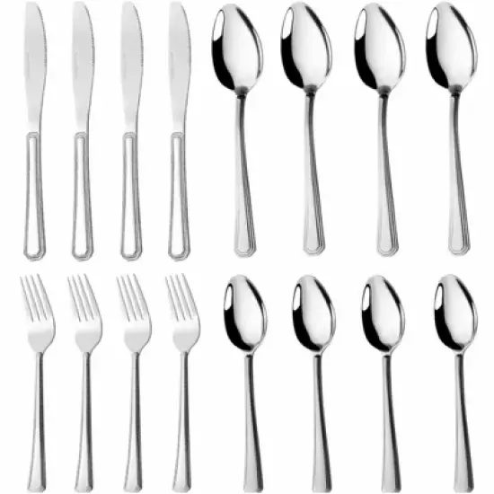 Boersma 16-Piece Luxury Premium Silverware Dinnerware Tableware With Forks, Knives, Spoons, And Teaspoons - Durable, And Rust-Resistant Cutlery image {10}