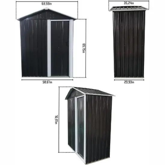 3x5 FT Outdoor Storage Shed, Waterproof Garden Cabinet with Sturdy Black Frame, Detachable Design for Easy Assembly, Perfect for Tools & Equipment image {1}