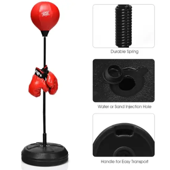 Costway Boxing Punching Bag w/Height Adjustable Stand Boxing Gloves image {6}