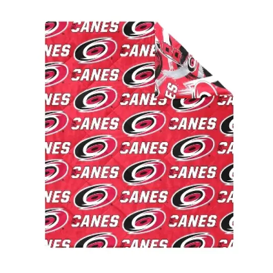 NHL Carolina Hurricanes 50" x 60" Two Sided Plush Throw Blanket: Sports Pattern Microplush image {1}