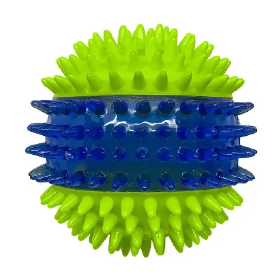 NERF Translucent 3-Part Spike LED and Squeak Dog Ball Toy - Blue/Green image {4}