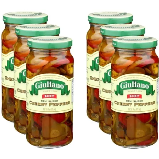 Guiliano Hot Deli Sliced Cherry Peppers - Case of 6 - 16 oz image {2}