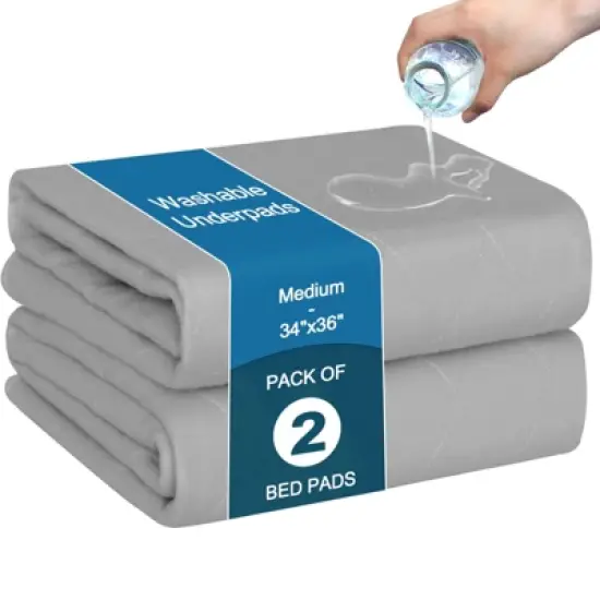 Biloban- 2 Pack Changing Pads, Underpad Washable, Incontinence Bed Pads，Gray 34&ldquo;x36&rdquo; image {9}