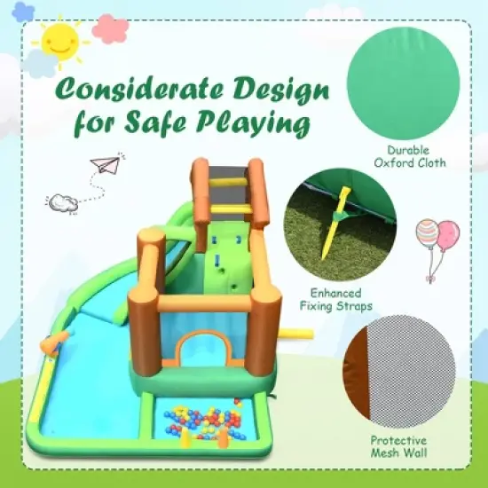 Bountech Inflatable Waterslide Bounce House Climbing Wall without Blower image {7}