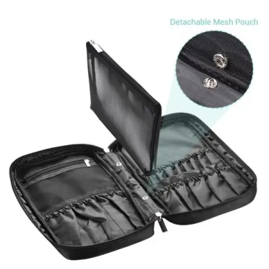 Byootique Portable Multi Brush Holder Makeup Bag Cosmetic Organizer Polyester Storage Travel Case with Belt Strap (Only Bag) image {2}