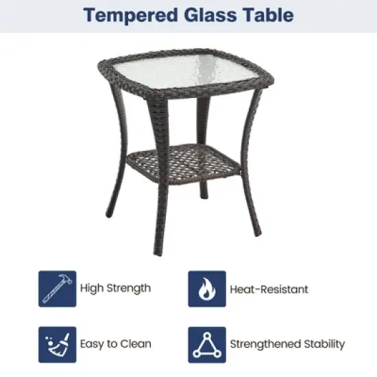 3 Pieces Patio Furniture Set,Outdoor Swivel Rocker Patio Chairs, Wicker Patio Bistro Set with Rocking Chair, Thickened Cushions and Coffee Table image {4}