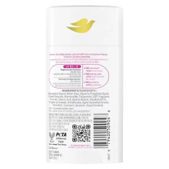 Dove Beauty VitaminCare+ Aluminum Free Deodorant Stick with Niacinamide - Raspberry & Rose - 2.6oz image {1}