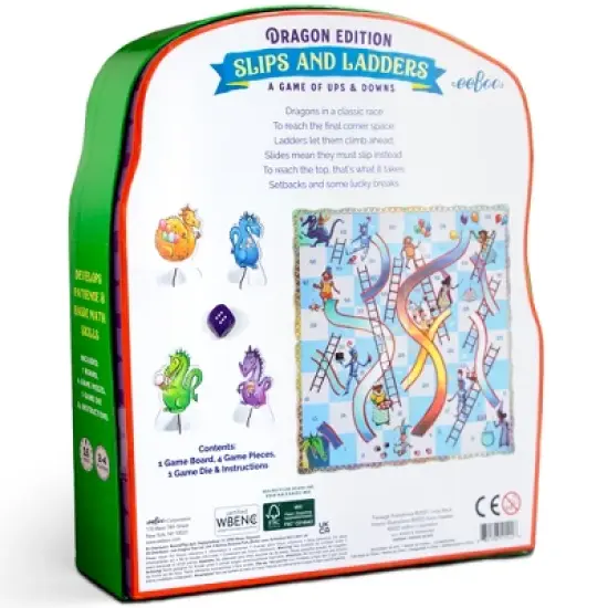 eeBoo: Slips & Ladders,Dragon Edition, Classic Board Game, Kids 5+, 2-4 Players image {1}