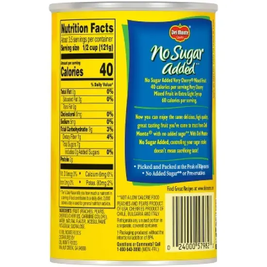 Del Monte No Sugar Added Very Cherry Mixed Fruit - 14.5oz image {2}