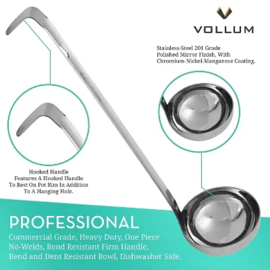 Vollum Heavy Duty Stainless Steel 1-Piece Ladle image {1}