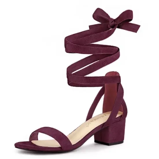 Allegra K Women's Open Toe Block Heel Lace Up Sandals image {8}