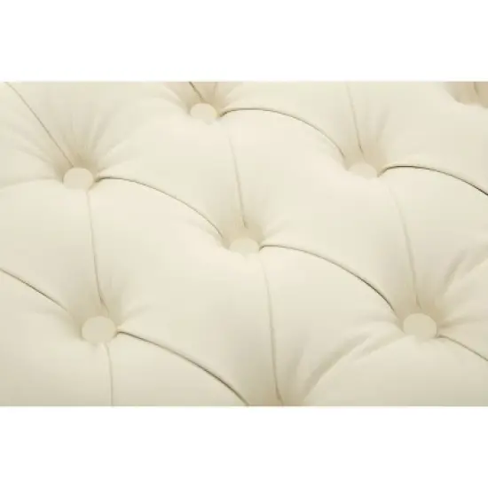 24" Button Tufted Metal Ottoman - WOVENBYRD image {5}