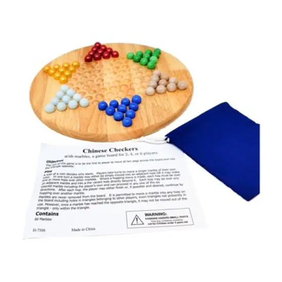 Classic Game Collection - 12" Wood Chinese Checkers Set with Marbles image {3}