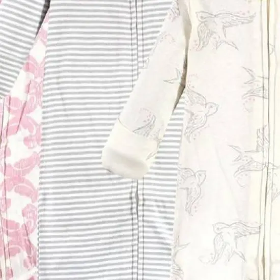 Touched by Nature Baby Girl Organic Cotton Zipper Long-Sleeve Gowns 3pk image {2}