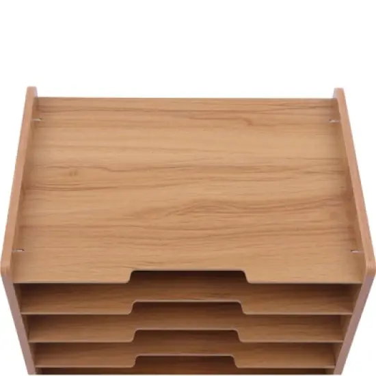 YIYIBYUS 7-Tier Widen Wood Office Paper Organizer for Desk Desktop File Holder image {3}