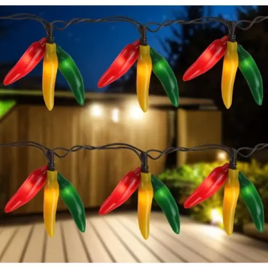 Northlight 36ct Chili Pepper Clustered String Lights - Brown Wire image {1}
