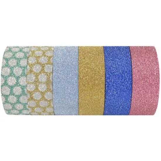 Wrapables Japanese Washi Masking Tape, Glitter Collection (Set of 6) image {10}
