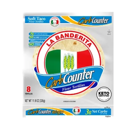 La Banderita Carb Counter Keto Friendly White Tortilla Wraps - 11.9oz/8ct image {7}
