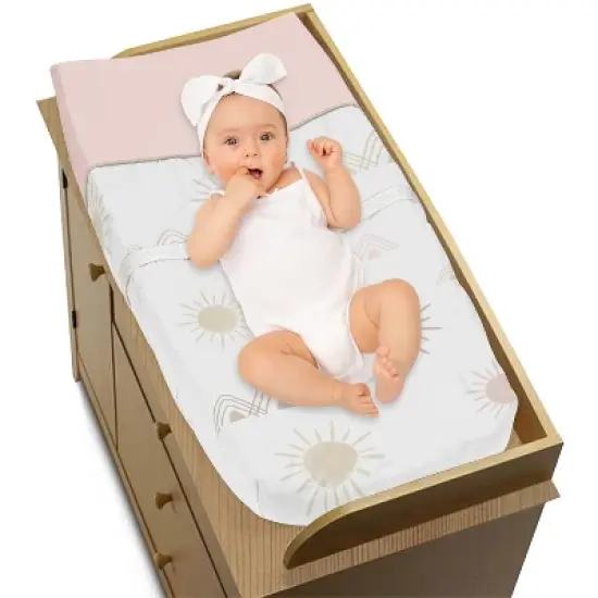 Sweet Jojo Designs Girl Changing Pad Cover Desert Sun Pink Mauve and Taupe image {1}