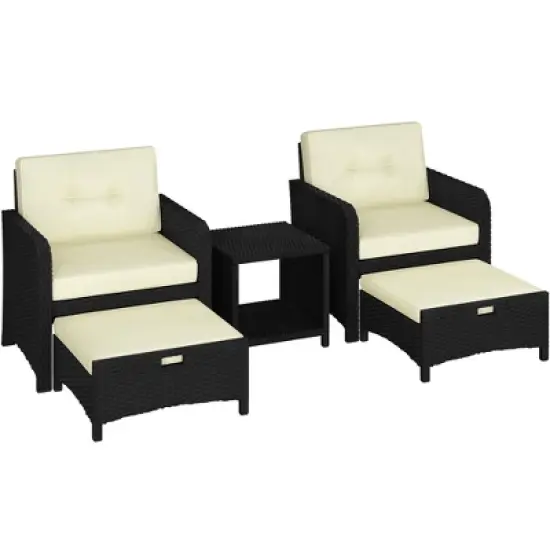 Yaheetech 5-Piece Patio Furniture Set with Cushions & Pillows for Backyard, Porch, Garden image {7}