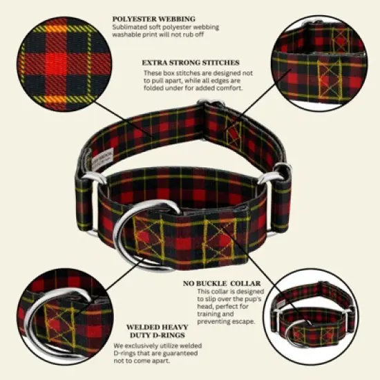 Country Brook Petz HossFit Jr Wide Martingale Dog Collar - Plaid and Argyle Collection image {6}