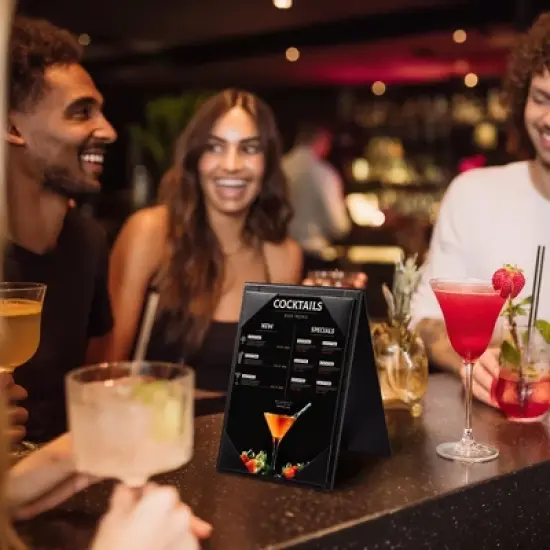 WeChef 10Packs 4"x 6" Double-sided Table Tent Holder Menu Holder A-Frame Restaurant Black image {2}