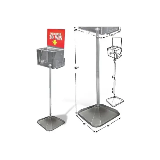 Azar Extra Large Suggestion Box With Pocket Lock and Keys on Pedestal Clear 206300 image {2}