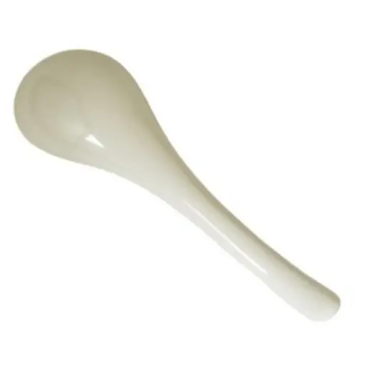 Jiallo Melamine Japanese Soup Spoon set of 6 White Serving Spoons for Ramen Pho Wonton Noodle Dumpling image {2}