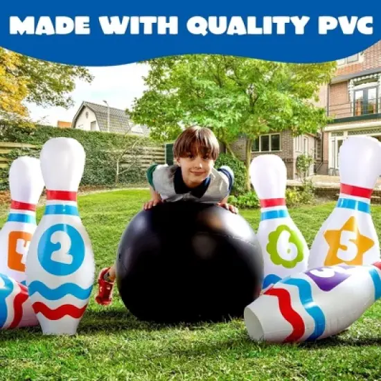 Joyfy Giant Inflatable Bowling Set For Kids Adults, Education Motor Skills Indoor/Outdoor Toys For Yard Lawn Family Halloween Christmas Party Games image {3}