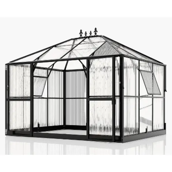 AMERLIFE Polycarbonate Greenhouse with Vent Windows, Lockable Double Doors image {8}