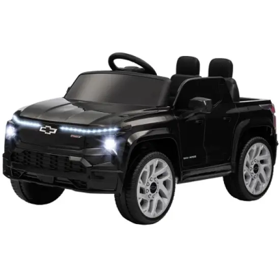 Qaba 12V Chevrolet Silverado EV RST Licensed Kids Electric Car with Parent Remote Control, Spring Suspension, Soft Start, Auxiliary Wheels, Black image {3}